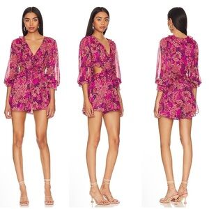 MISA Los Angeles Azalea Romper in Fuchsia Batik Size S